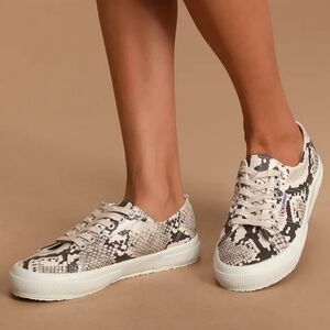 SUPERGA 2750 Taupe Snake Print Sneakers Size 7.5